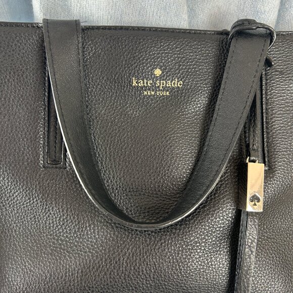 Kate Spade Dominique Street Satchel Bag Black Pebbled Leather Crossbody Medium - Picture 6 of 10